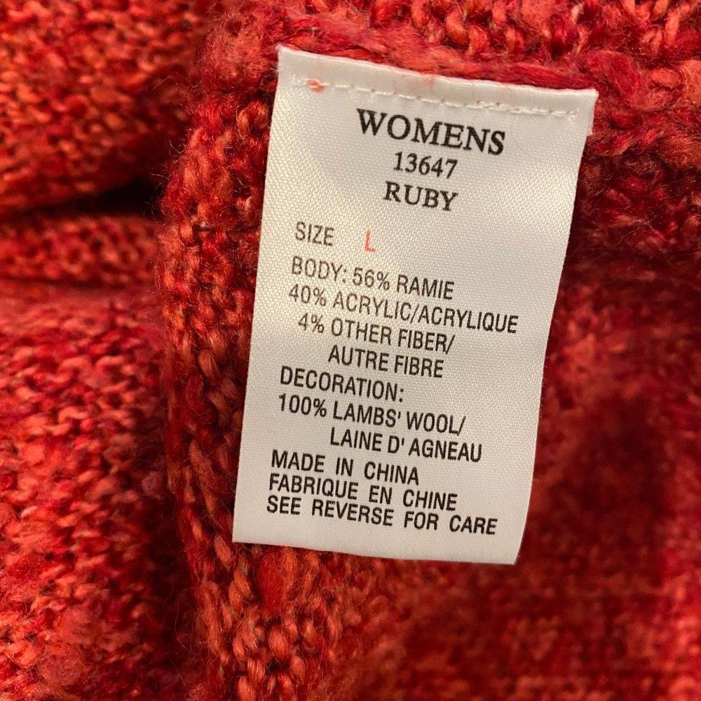 Woolrich Women's Ruby Red 1/4 Zip Long Sleeve Pullover Knit Sweater, Size XL - Picture 8 of 8